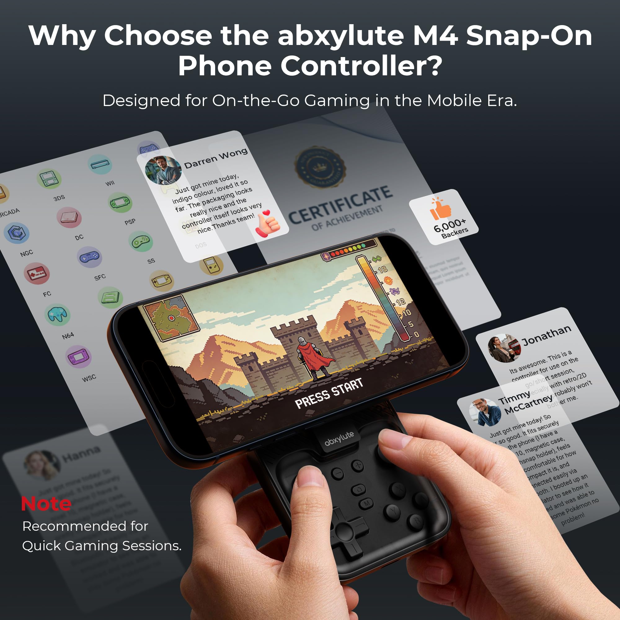 abxylute M4 Snap-On Mobile Gaming Controller for Android & iPhone